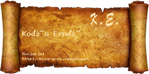 Koós Ernő névjegykártya
